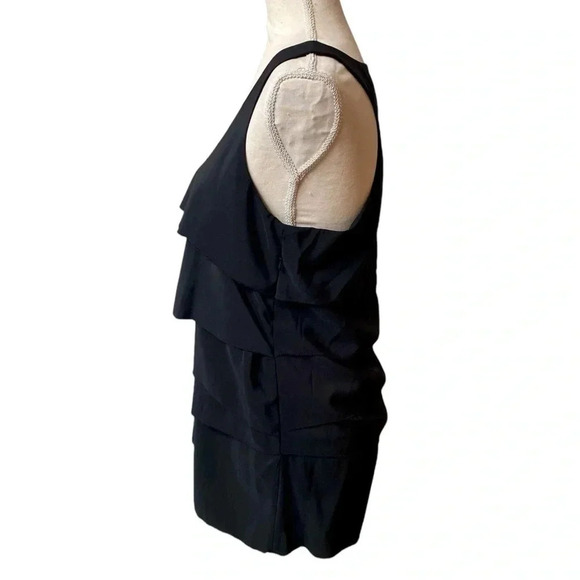 AQUA Black Tiered Racerback Sleeveless Blouse Large - Picture 6 of 10